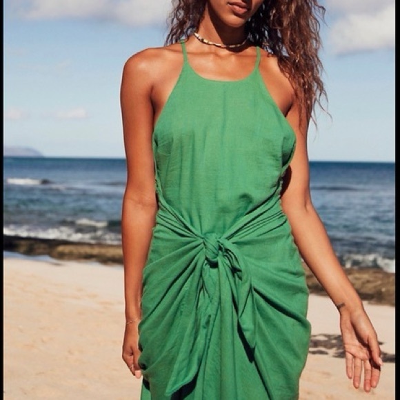 Free People free-est Call Me Midi wrap dress in green - Picture 2 of 15
